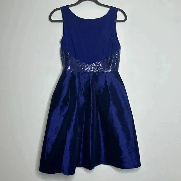 RM Richard’s Blue With Sequin Dress - Picture 1 of 10